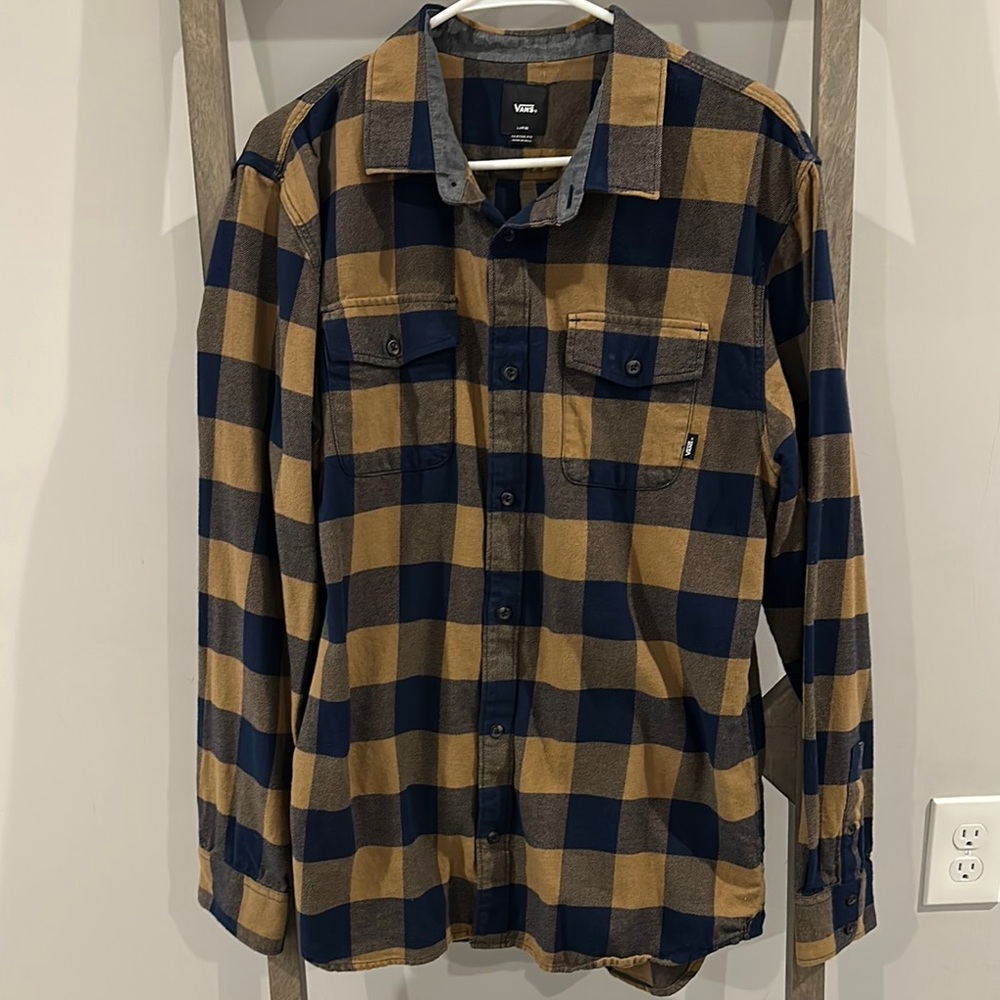 Vans Blue and Tan Casual Button Down Shirt